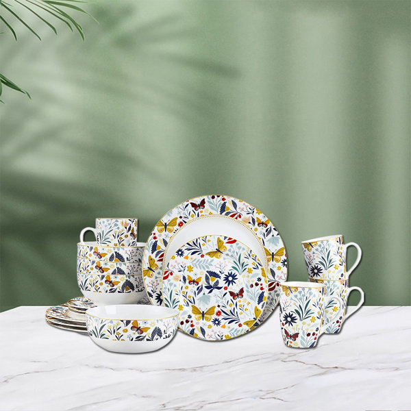 Gracie Oaks 16 Piece Vintage Porcelain Dinnerware Set Wayfair Canada